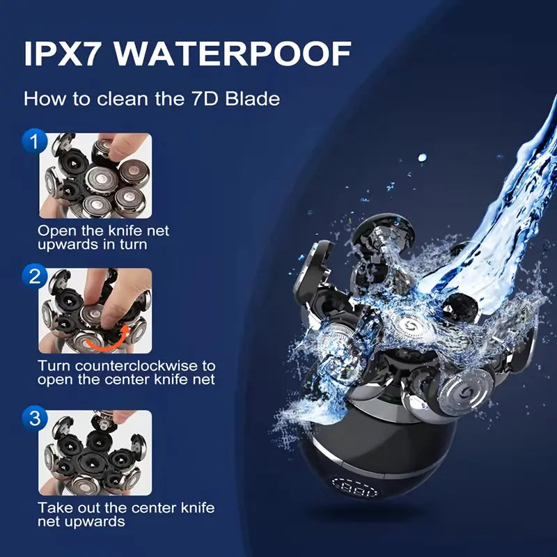 7D 5-in-1 Electric Head Shaver for Men, Rechargeable