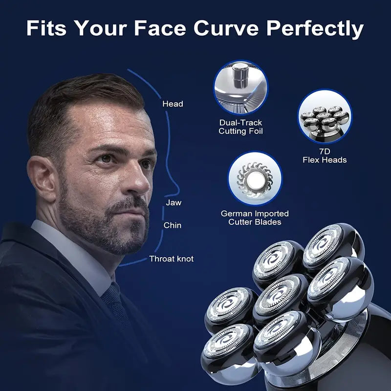 7D 5-in-1 Electric Head Shaver for Men, Rechargeable